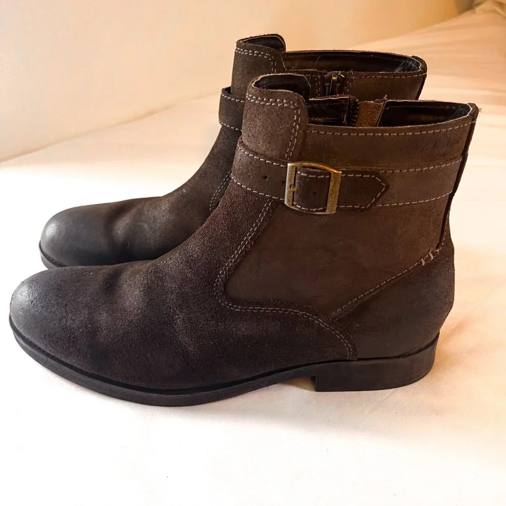 Clarks Mens Brown Nubuck Shearling Lined Ankle Boots 10M Winter Warm